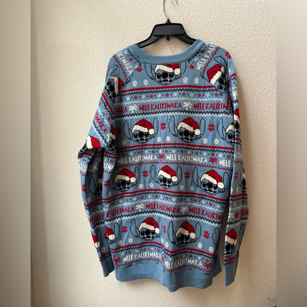 Disneyland Lilo Stitch Blue Christmas Sweater light up Mele Kalikimaka unisex 2X